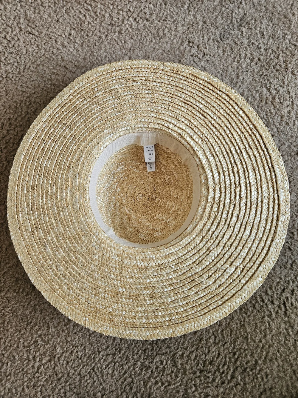 Janie and Jack Natural Straw Sun Hat with White Bow
